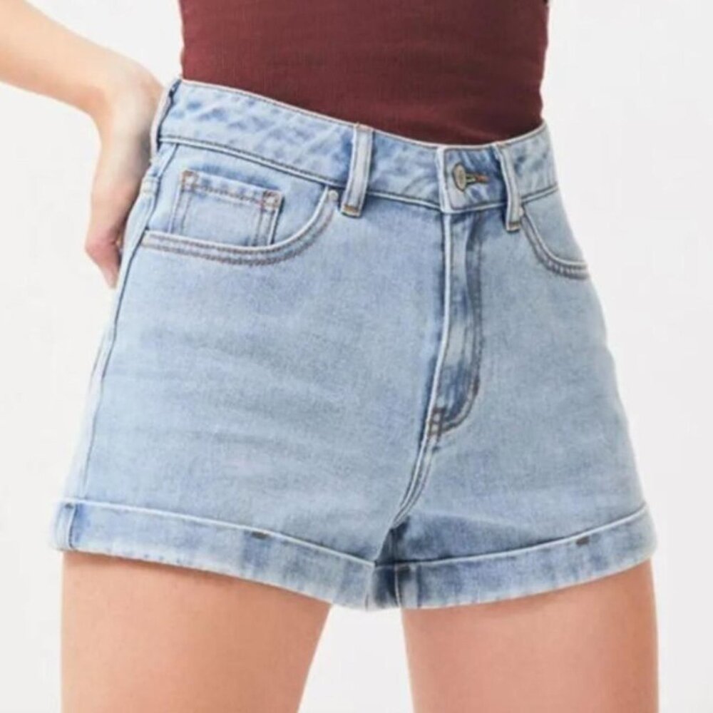Pacsun Blue Denim Shorts mom short shorts Jean cuffed hem
